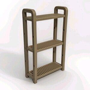 Dollhouse Miniature 1:12 Scale 3 Shelf Plant Stand (Light Brown) , 5" Tall x 3"